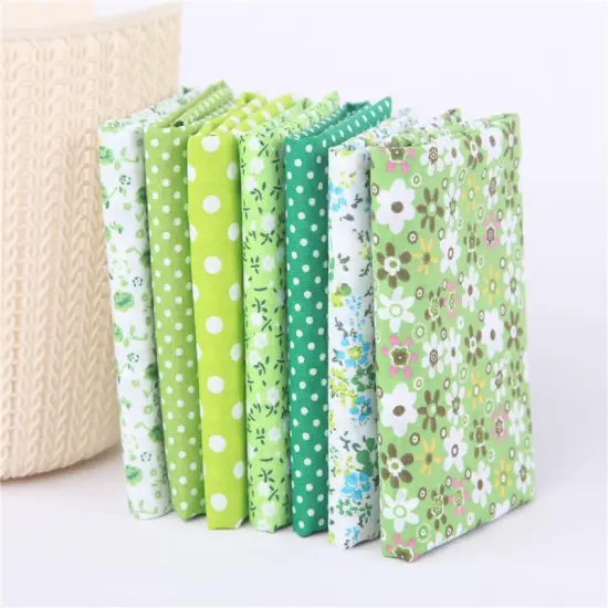 7Pcs Top Green Cotton Fabric Bundle - 10" x 10" {1}
