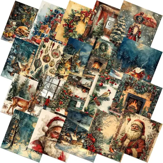 20 Pcs Vintage Christmas Quilting Fabric Squares - 10''x10'' {1}