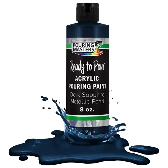 Pouring Masters Dark Sapphire Blue Metallic Pearl Ready to Pour Acrylic Pouring Paint - Premium 8-Ounce Pre-Mixed Fluid Acrylic Paint - Fluid Art Supplies for Canvas, Wood, Paper, Tile & Rocks {1}