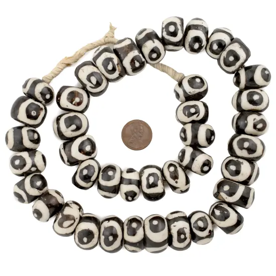 The Bead Chest Batik Bone Beads - Full Strand of Fair Trade African Beads (Large, Eye Design) {2}