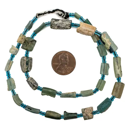 The Bead Chest Aqua Roman Glass Beads, Genuine Glass Found in Afghanistan, Matte Glass Beads for Jewelry Making {5}