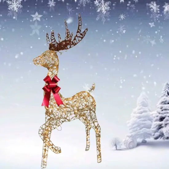 Light Up White Reindeer Sleigh Holiday Decoration with Weather Resistant LEDs 19.69 x 7.28 x 16.14 in {2}