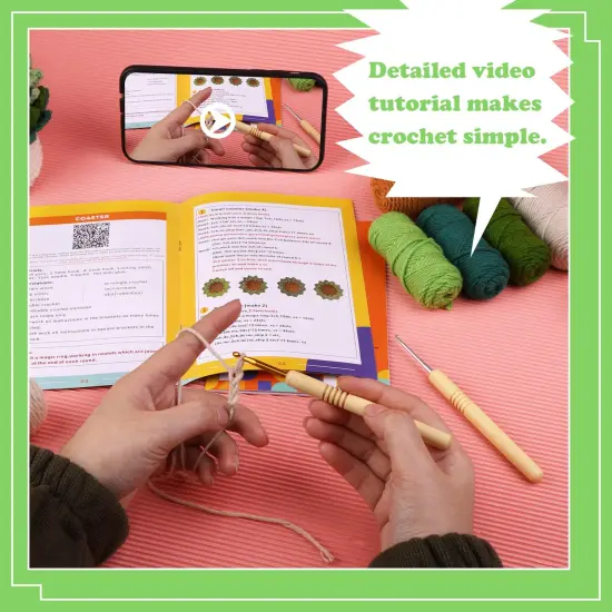 Crochet Kit for Beginners, 6PCS Coasters Crochet Starter Kit Plant Pot, Knitting Supplies Kit with Step-by-Step Video Tutorials, Crochet Yarn for Adults DIY Present {6}