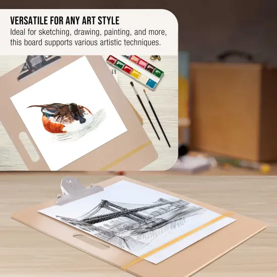 11" x 17" Artist Sketch Tote Board - Lightweight Hardboard Drawing Board with Handle, Clip & Rubber Band for Art, Sketching, Travel, Studio {5}