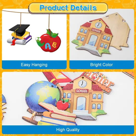36Pcs Back to School Wooden Ornaments {2}
