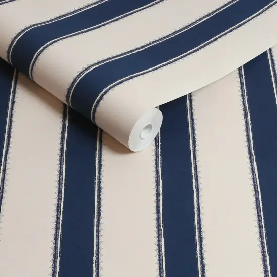 Laura Ashley Denwick Stripe Midnight Seapsray Wallpaper {3}