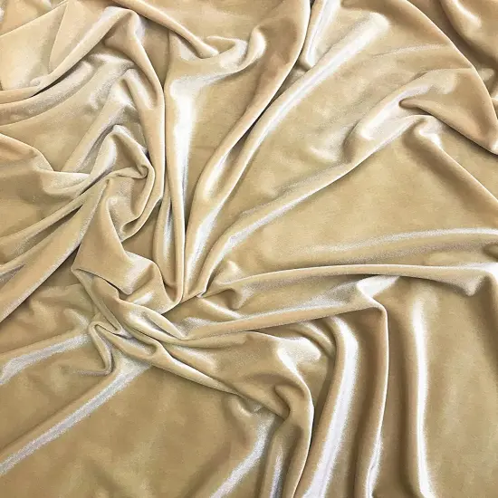 1 Yard Stretch Velvet Fabric Rich Soft Plush 4-Way Stretch Dancewear Costume 58/60" Width Taupe {1}