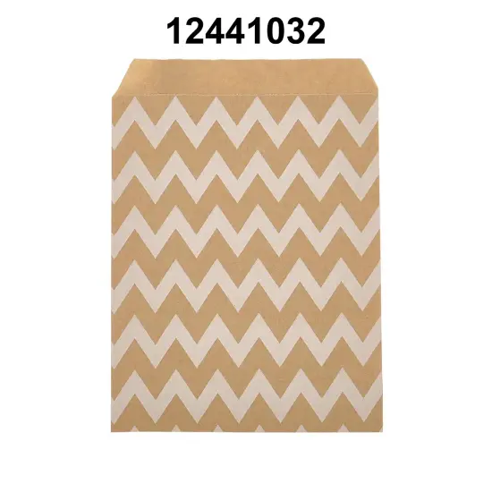 Compact White Paper Merchandise Bags 3 1/4" x 5 1/8" Wide Chevron {3}