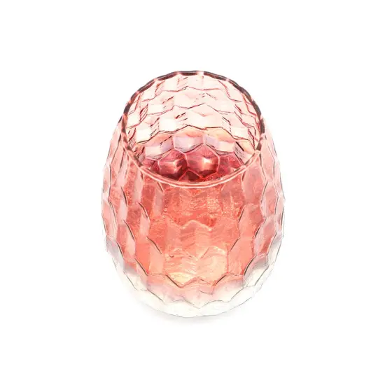 Decorative Ruby Lustre Glass Votive With Honeycomb Design - 5X6" {4}