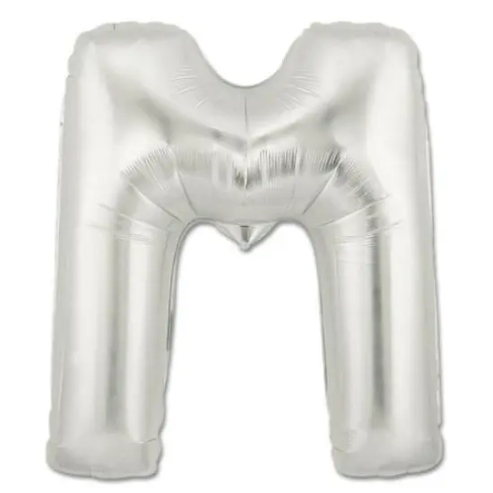LETTER M FOIL BALLOON Metallic Silver {1}
