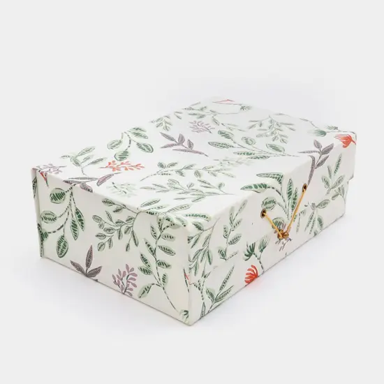 Handmade paper & Cardboard Rectangular Gift Box in Off white/Green - 11 X 4 Inch {3}