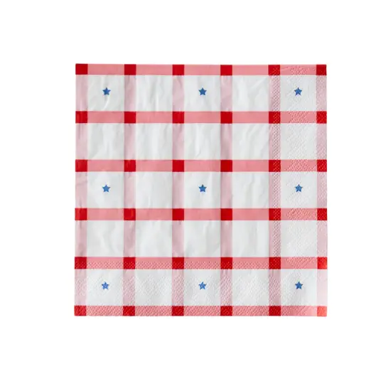 RED GINGHAM 4TH OF JULY LARGE NAPKINS {1}