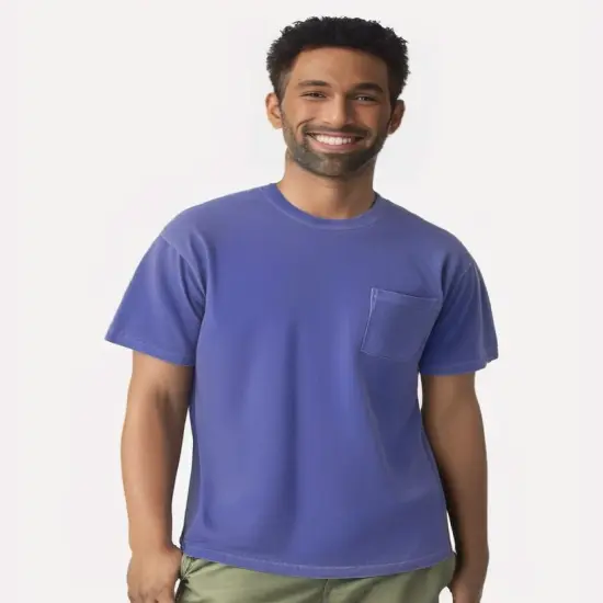 Comfort Colors&reg; Garment-Dyed Heavyweight Pocket Crewneck Short Sleeve T-Shirt Periwinkle {1}