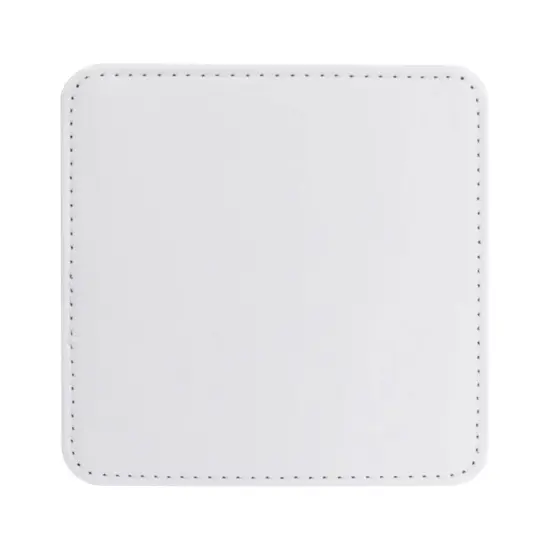 Craft Express 4 Pack Square Vegan Leather Sublimation Coasters – 4" x 4" White {2}
