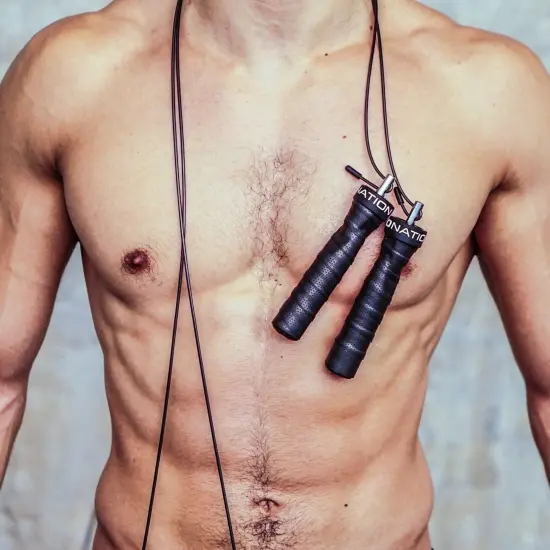 WOD Nation Attack Speed Adjustable Jump Rope With Unique Two Cable Skipping Workout System, One Thick and One Light 11 Foot Cable, Perfect for Double Unders For High Intense, Fits Men and Women Black {7}