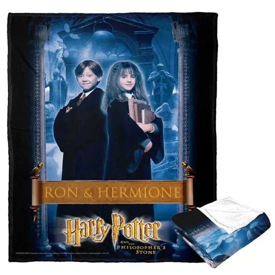 Warner Brothers Harry Potter Philosopher&rsquo;s Stone Silk Touch Throw Blanket Ron and hermione {1}