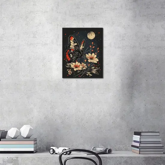 Flowers Paint by Numbers, Butterfly with Flowers Paint by Numbers for Adults, Butterfly Paint by Number with Brushes and Pigment for Home Wall Decoration, 16x20 Inch {4}