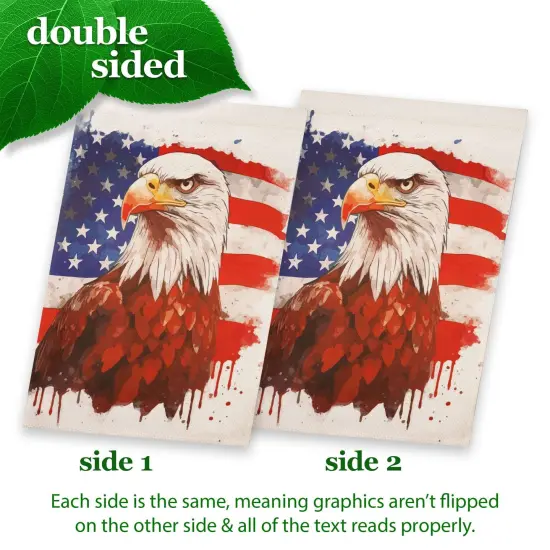 G128 Patriotic Bald Eagle Printed 28x40 In House Flag Double Sided Independence Day Yard Garden Lawn Decoration {3}