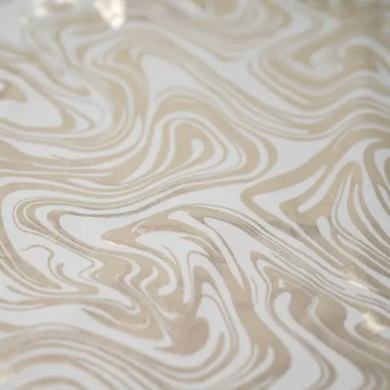 Marble Foil Printed Nylon Spandex Superflex Fabric White/Light Gold {1}