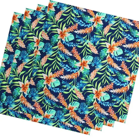 Tropical Leaves on Navy Printed Spandex {6}