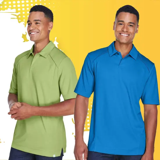 North End&reg; Men's Recycled Polyester Performance Polo Shirt &ndash; Moisture-Wicking, Lightweight Piqu&eacute;, Eco-Friendly Golf & Work Polo Lt Nautical Blu {2}