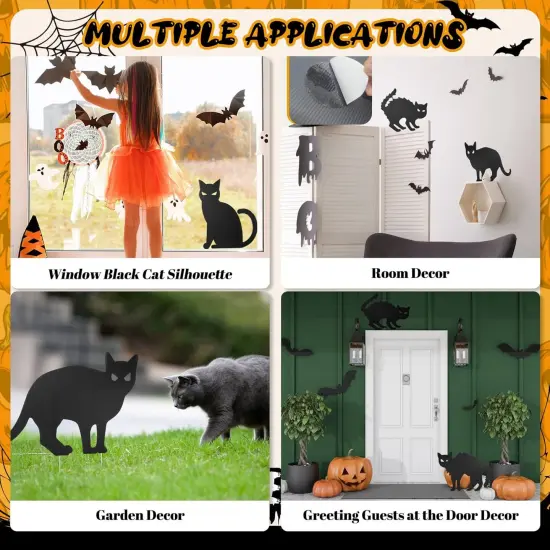 6Pack Black Cat Halloween Decor Yard Signs, Scary Cat Silhouette {5}