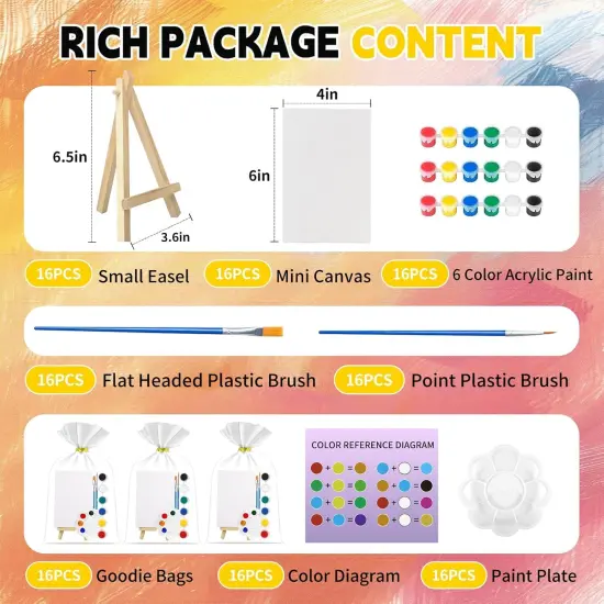 16 Pack 9 Inch Wood Easels, Easel Stand for Painting Canvases {2}