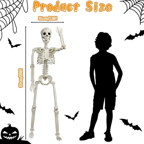 2 pcs 3 ft Life Size Posable Skeleton Full Body with Movable Joints {2}