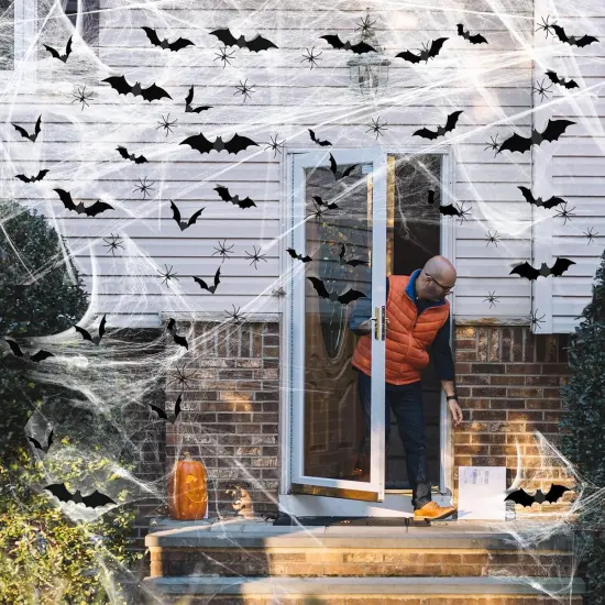 Halloween Spider Webs &120pcs Fake Bats 50pcs Fake Spiders {4}