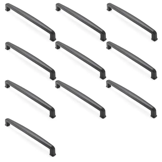 Cauldham Solid Kitchen Cabinet Handles (7-1/2" Hole Centers) - Drawer/Door Hardware - Style T765 - Matte Black {3}