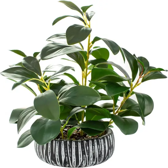Artificial Plants Decor Greenery Fake Succulents Indoor Potted Fake Plant with Rustic Black Clay Planter for Farmhouse Room Bathroom Bedroom Kitchen Office Table Desk Decor {1}