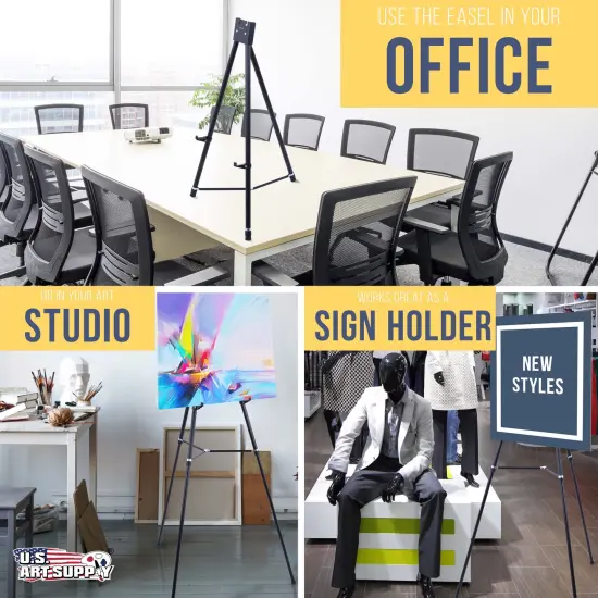 U.S. Art Supply 70" High Showroom XL Silver Metal Display Easel (6 Pack) - Large Adjustable Height Portable Easel Stand, Sign Display, Holds 45 lbs - Floor & Tabletop Easels, Painting Stand {6}