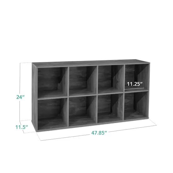 Best Choice Products 8-Cube Bookshelf, 11in Display Storage System, Organizer w/ Removable Back Panels Dark Gray {2}