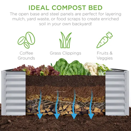 Best Choice Products 6x3x2ft Outdoor Metal Raised Garden Bed, Planter Box for Vegetables, Flowers, Herbs Moonlight Gray {3}