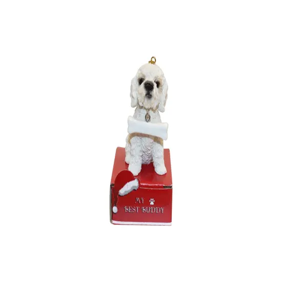 Poodle - White with Bone Ornament {1}