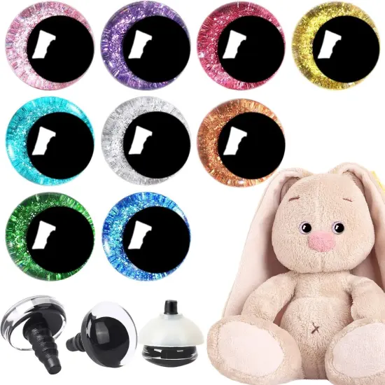 180 Pieces 16 mm 3D Glitter Plastic Safety Eyes with Washers {1}