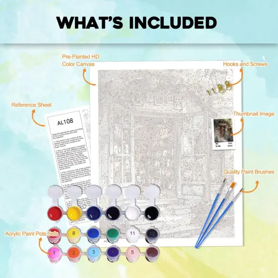 Bookstore Paint by Number Adult,Paint by The Numbers for Adults,16x20inch {4}