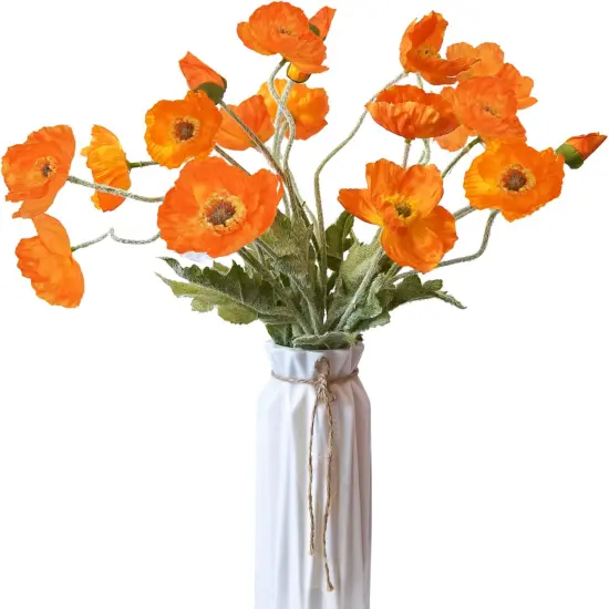 5Pcs Artificial Flowers Stem (Orange) {1}