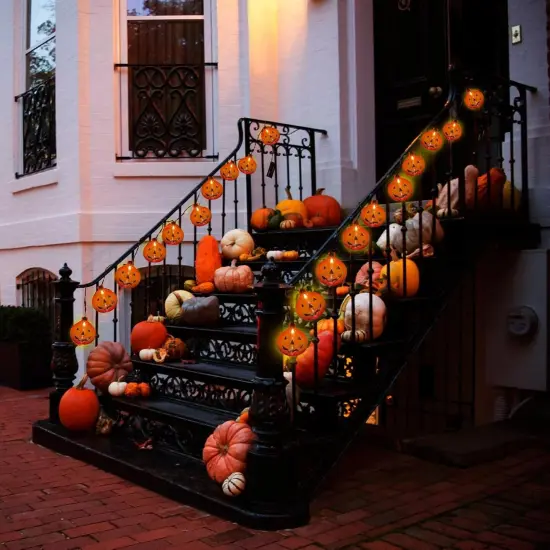 Halloween String Lights - 8.5Ft with 10 3D Pumpkin (Clear Pumpkin Lights) {4}