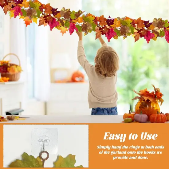 2 PCS Fall Maple Leaves Garland, Artificial Autumn Maple Leaf {4}