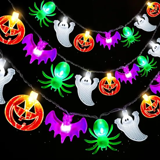 Pumpkin Ghost Bat Spider String Lights Battery {1}