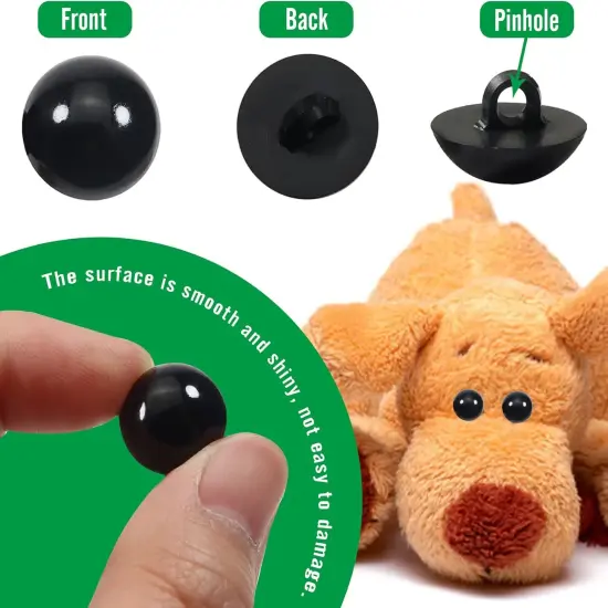 320pcs Sew On Safety Eyes Buttons Black 8mm to 15mm {3}