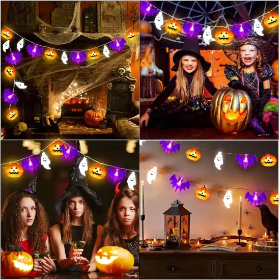2 Pack Halloween String Lights Outdoor - Pumpkin Ghost String Lights {3}