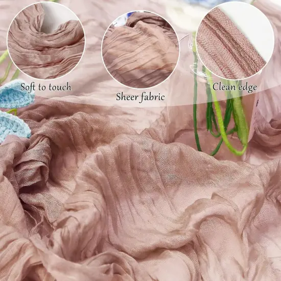 6-Pack Dusty Pink Cheesecloth Table Runners &ndash; 10FT (35x120 Inch) {4}