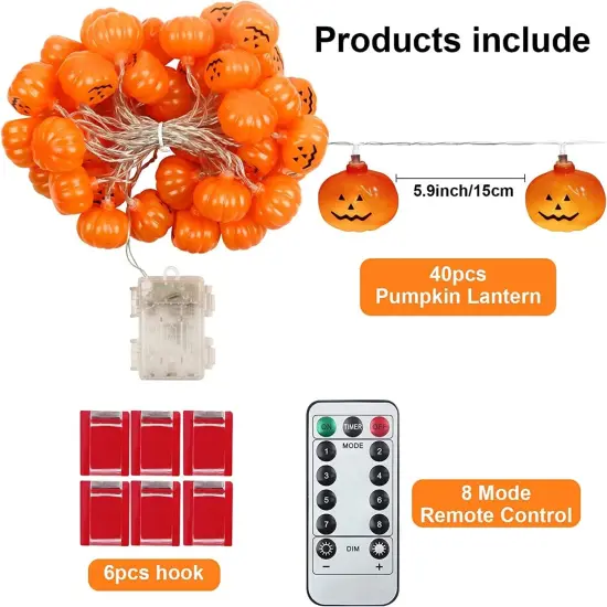 Halloween Pumpkin String Lights - 20FT 40 LEDs {2}