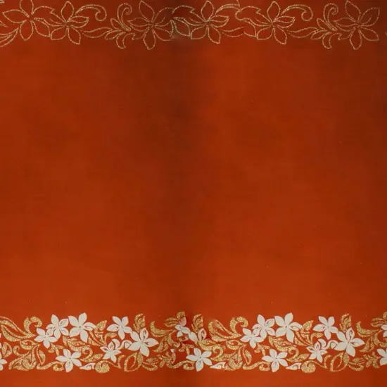 1 Yard Tiare & Swirls Double Border Glitter Polyester Fabric 56 Inch Width Brown {3}