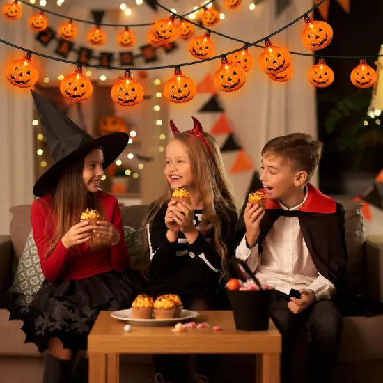 8.5FT LED Halloween Pumpkin String Lights - Jack O Lantern-Clear {3}