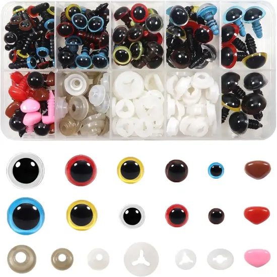 220pcs Plastic Safety Eyes Assorted Colors 6mm to 12mm {1}