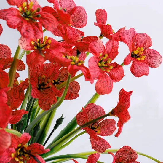 12 Bundles Artificial Flowers - Red {2}