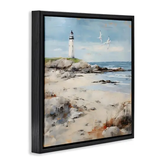 Stupell Industries Lighthouse On Rocky Shore Floating Frame, design by LSR Creative Studio {3}